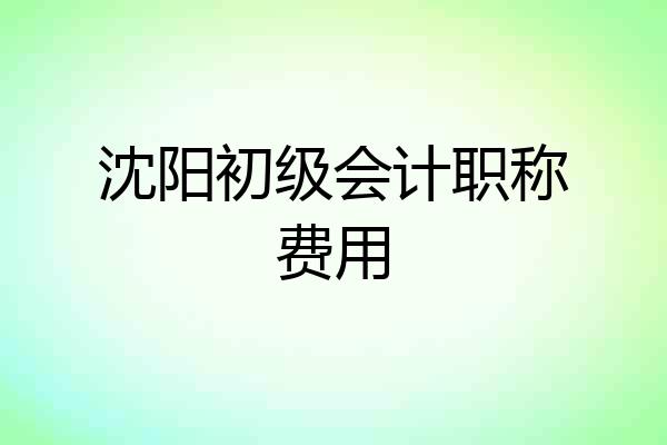 沈阳初级会计职称费用