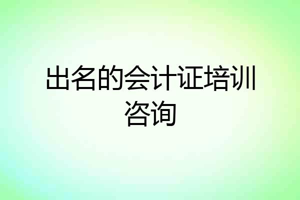 出名的会计证培训咨询