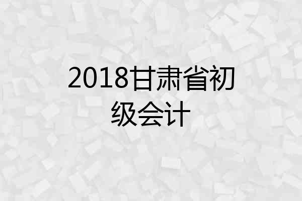 2018甘肃省初级会计