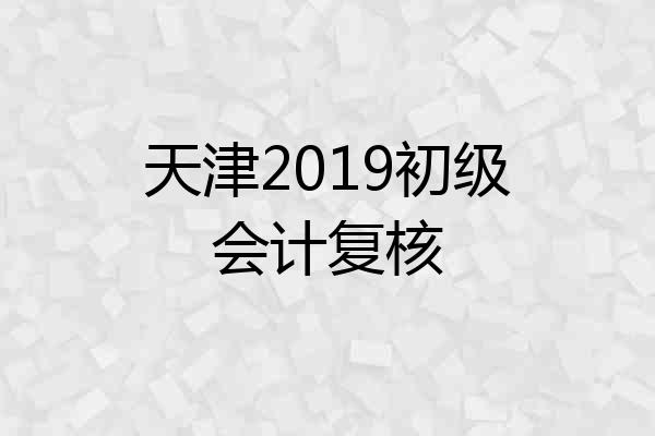 天津2019初级会计复核