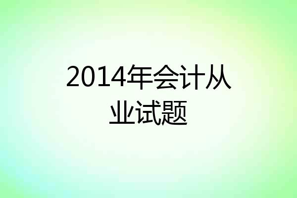 2014年会计从业试题