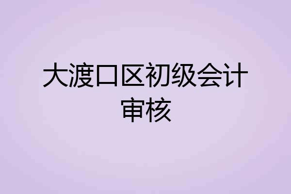 大渡口区初级会计审核