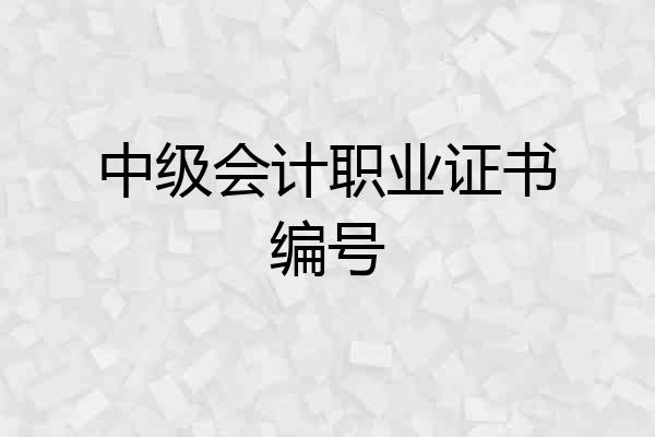 中级会计职业证书编号