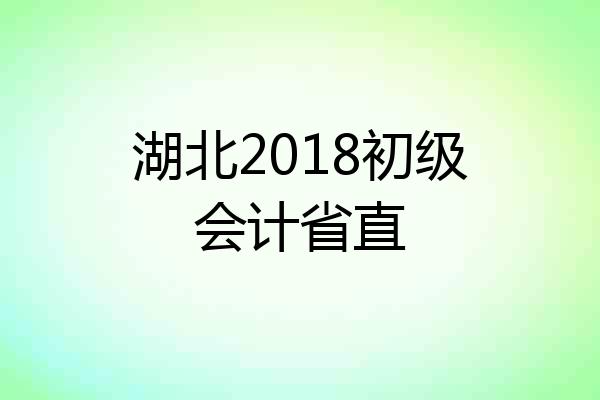 湖北2018初级会计省直