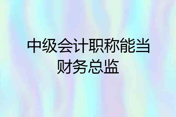 中级会计职称能当财务总监
