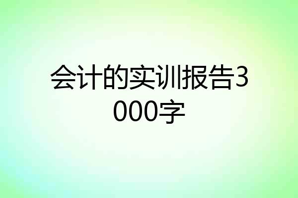 会计的实训报告3000字