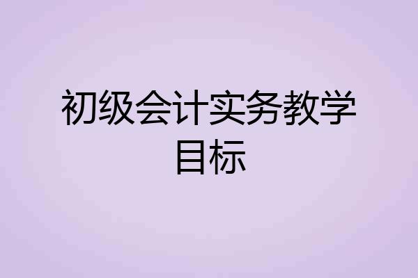 初级会计实务教学目标