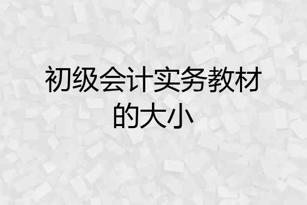 初级会计实务教材的大小