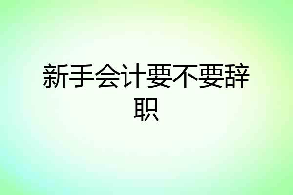 新手会计要不要辞职
