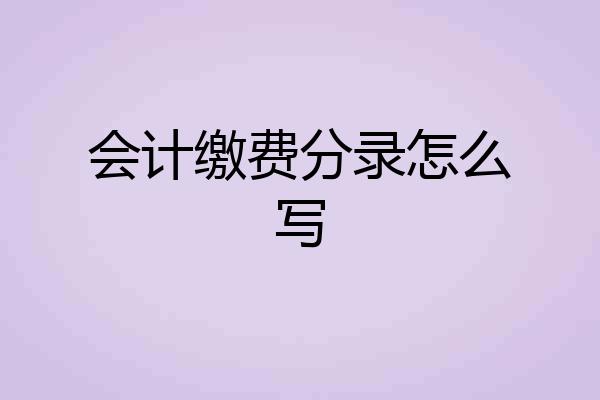 会计缴费分录怎么写