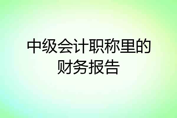 中级会计职称里的财务报告