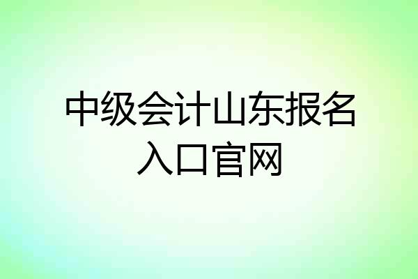 中级会计山东报名入口官网