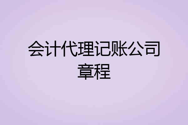 会计代理记账公司章程