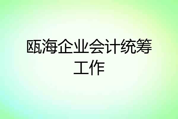 瓯海企业会计统筹工作