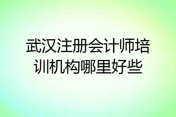 武汉注册会计师培训机构哪里好些