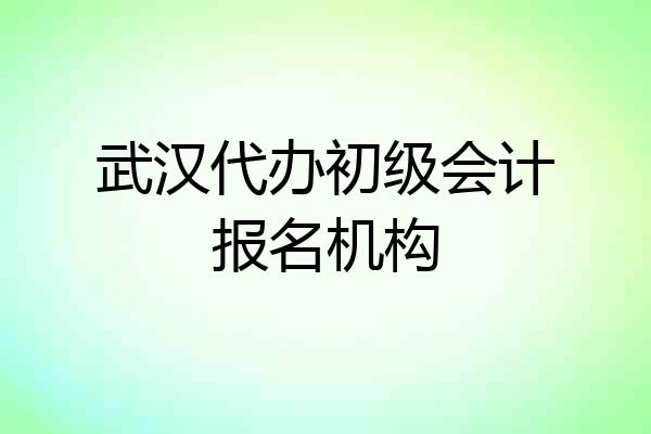 武汉代办初级会计报名机构