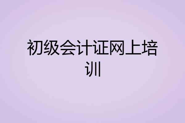 初级会计证网上培训