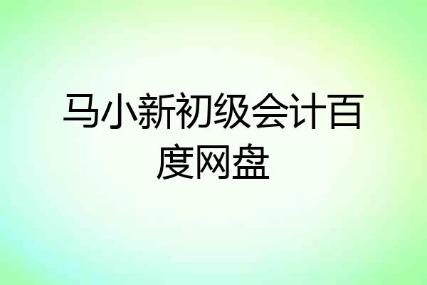 马小新初级会计百度网盘