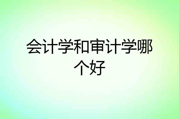 会计学和审计学哪个好