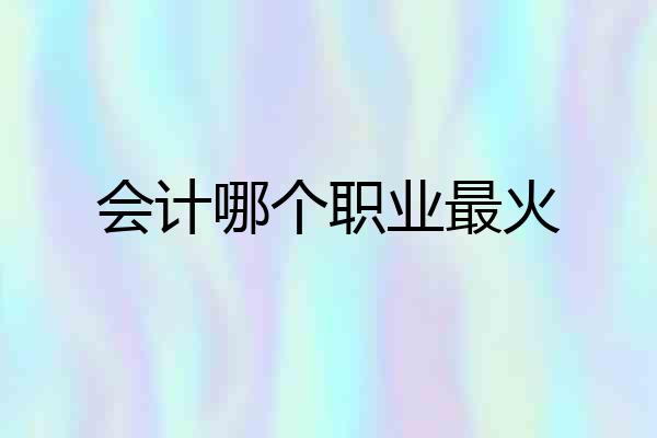 会计哪个职业最火