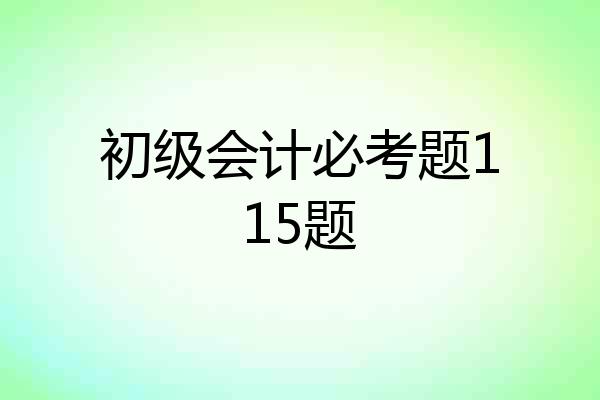 初级会计必考题115题