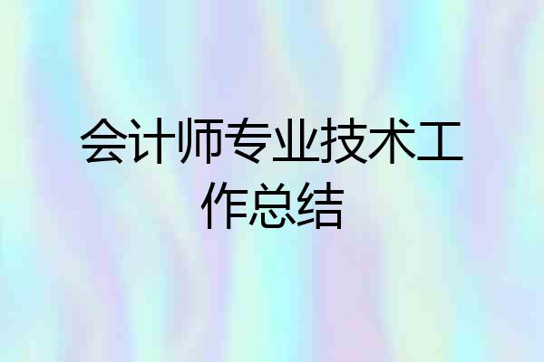 会计师专业技术工作总结