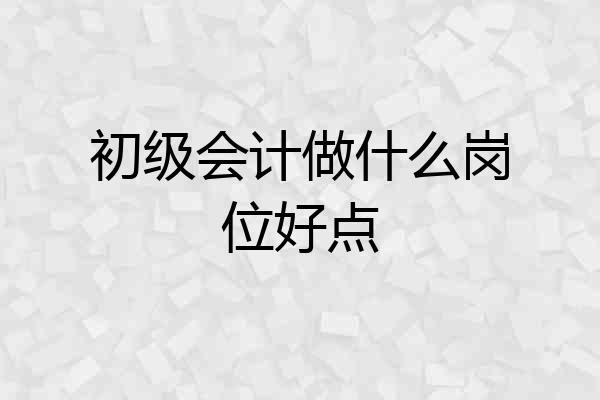 初级会计做什么岗位好点