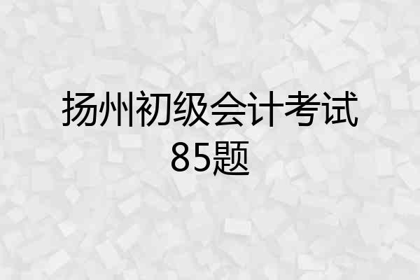 扬州初级会计考试85题