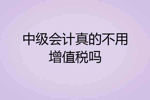 中级会计真的不用增值税吗