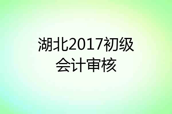 湖北2017初级会计审核