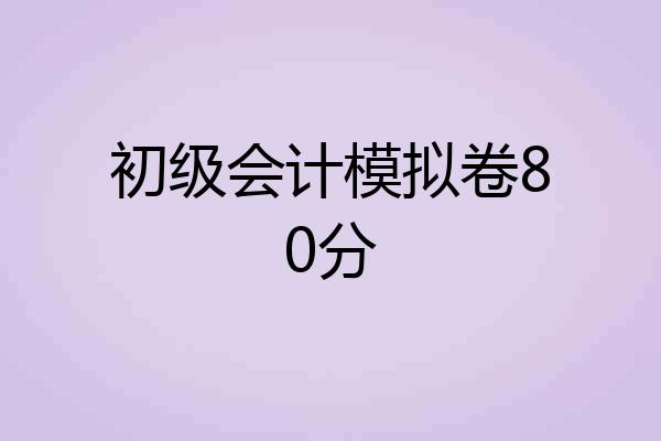 初级会计模拟卷80分