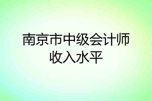 南京市中级会计师收入水平