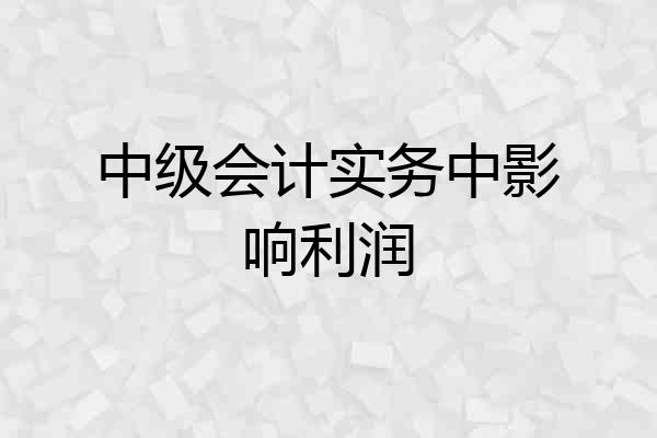 中级会计实务中影响利润