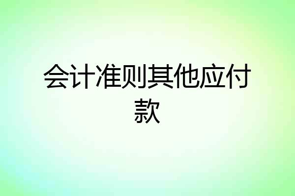 会计准则其他应付款