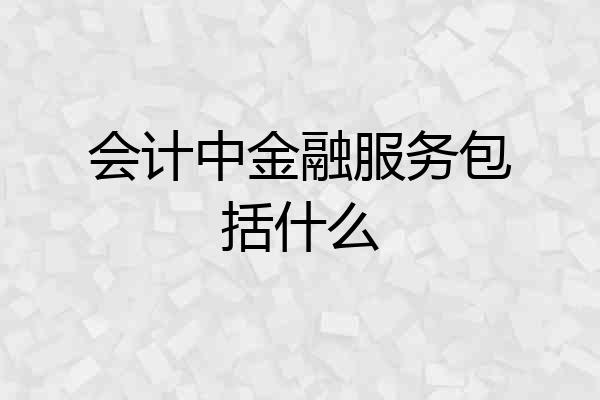 会计中金融服务包括什么