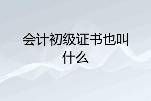 会计初级证书也叫什么