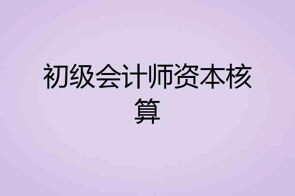 初级会计师资本核算