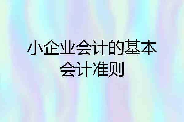 小企业会计的基本会计准则