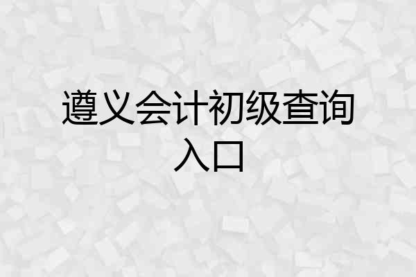 遵义会计初级查询入口
