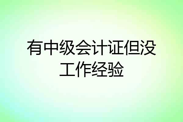 有中级会计证但没工作经验