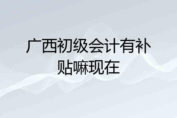 广西初级会计有补贴嘛现在