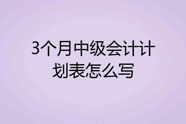 3个月中级会计计划表怎么写