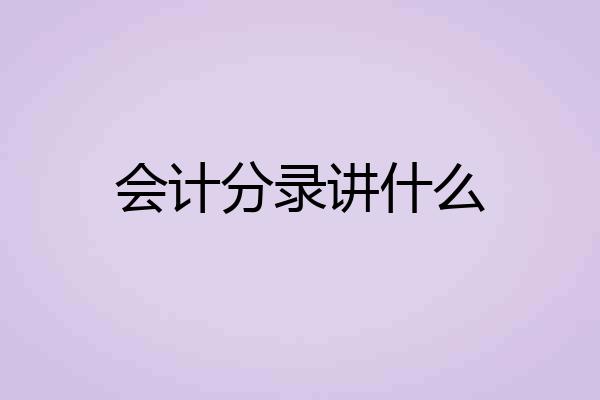 会计分录讲什么