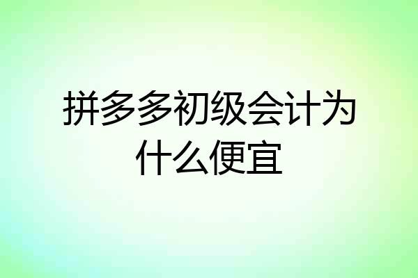 拼多多初级会计为什么便宜
