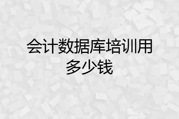 会计数据库培训用多少钱