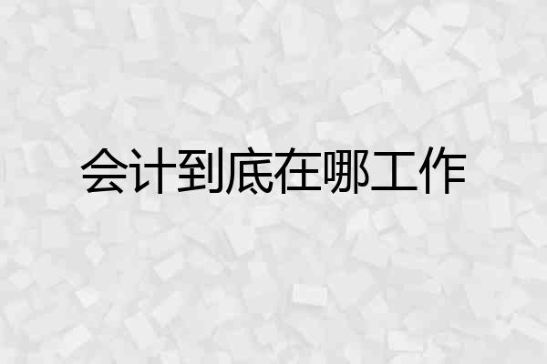 会计到底在哪工作