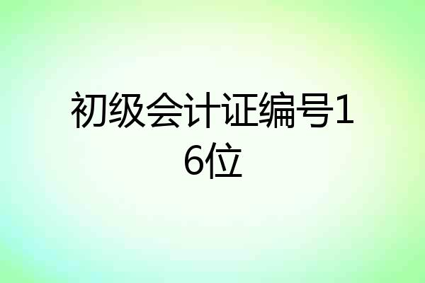 初级会计证编号16位