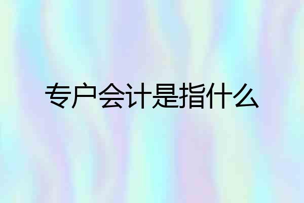 专户会计是指什么