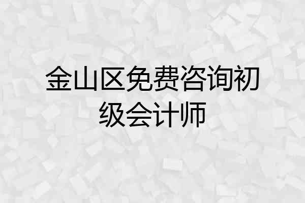 金山区免费咨询初级会计师