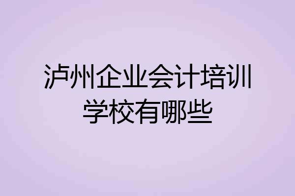泸州企业会计培训学校有哪些